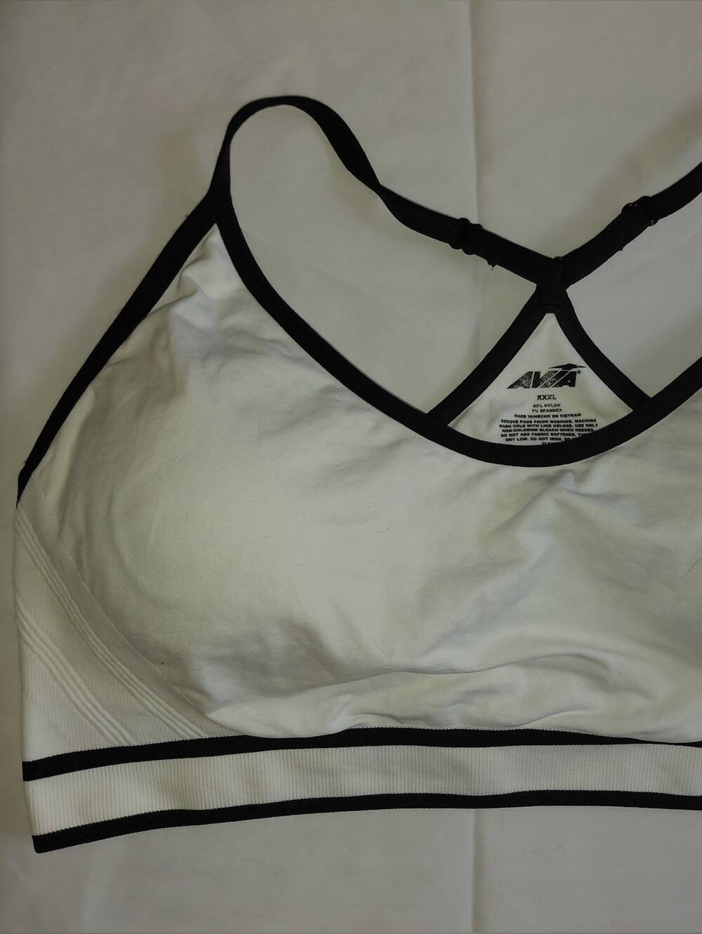 Avia White Sports Bralette with Black Trim 3XL